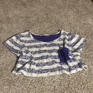 Vintage Striped Blue and White Crop Top